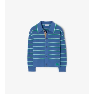 Cardigan a righe in misto cotone e lana