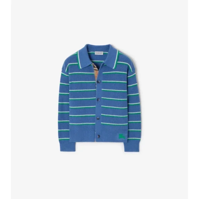 Cardigan a righe in misto cotone e lana