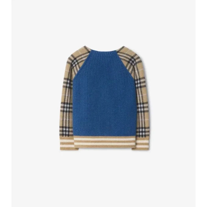 Cardigan con zip in lana a quadri