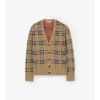 Cardigan in cotone e lana a quadri