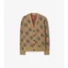 Cardigan in cotone e lana a quadri