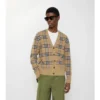 Cardigan in cotone e lana a quadri