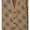 Cardigan in cotone e lana a quadri