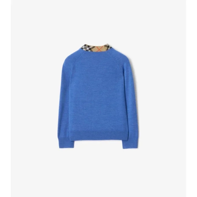 Cardigan in lana con bordi a quadri