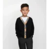 Cardigan in lana con bordi a quadri