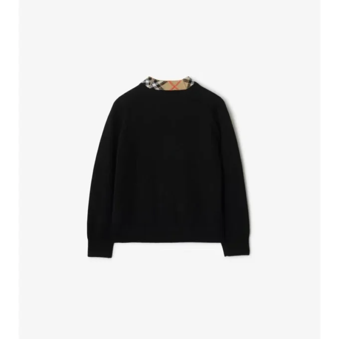 Cardigan in lana con bordi a quadri