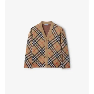 Cardigan in lana con motivo a quadri