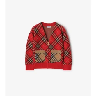 Cardigan in lana con motivo a quadri