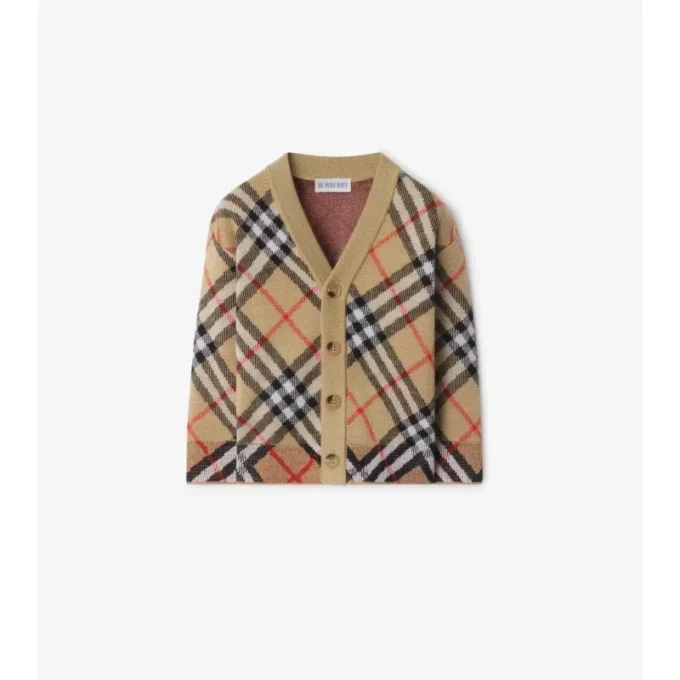 Cardigan in lana con motivo a quadri