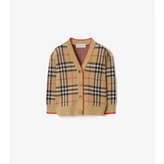Cardigan in lana con motivo a quadri