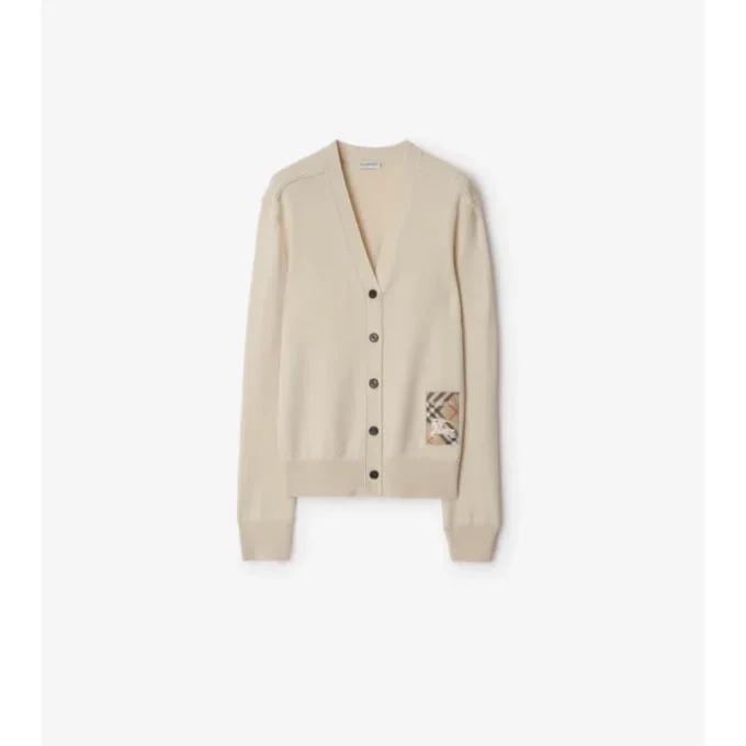 Cardigan in lana con motivo a quadri