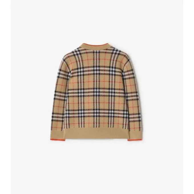 Cardigan in lana con motivo a quadri
