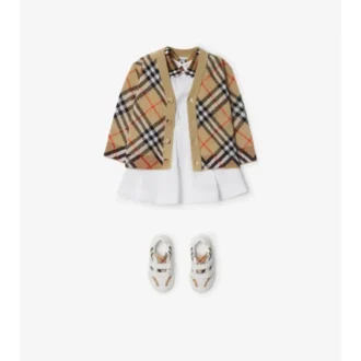 Cardigan in lana con motivo a quadri