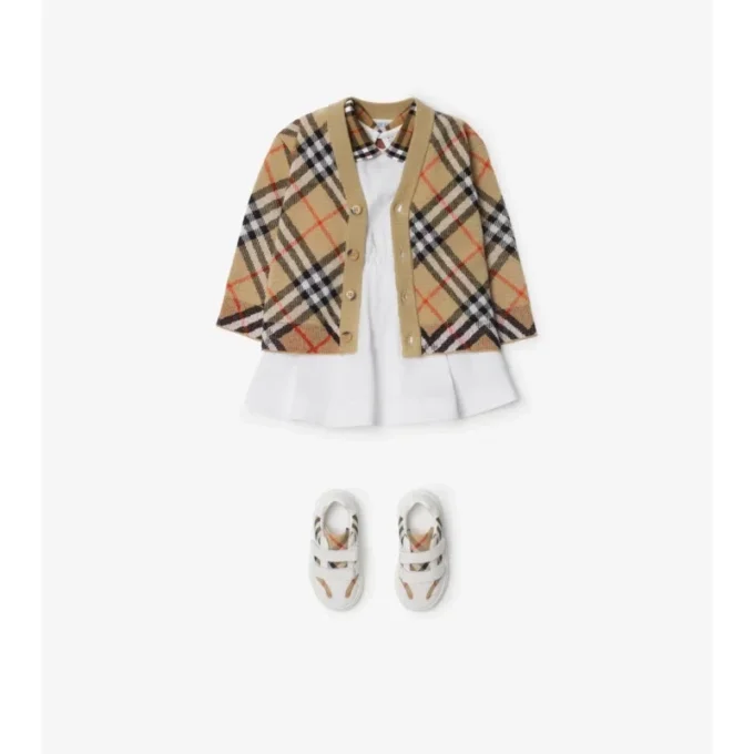 Cardigan in lana con motivo a quadri