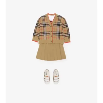Cardigan in lana con motivo a quadri