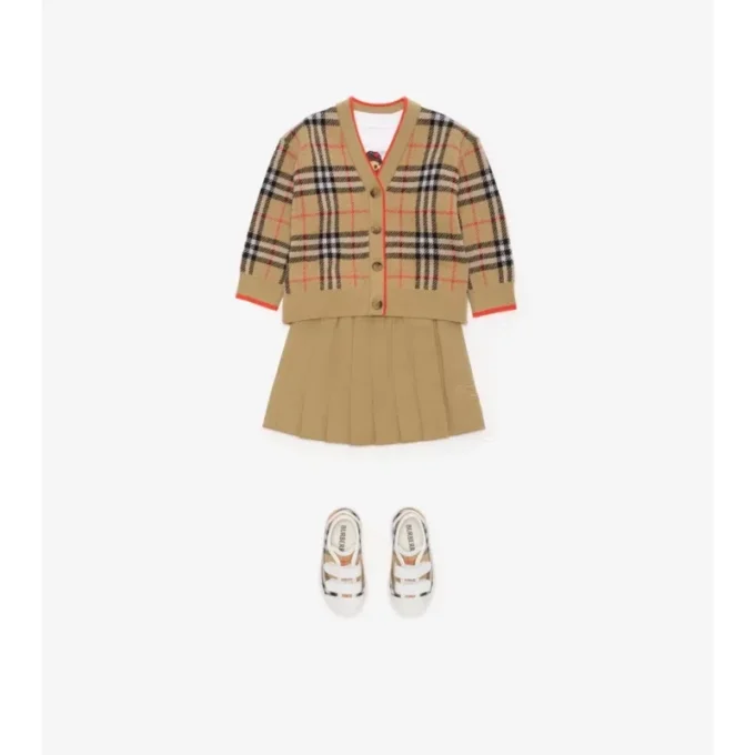 Cardigan in lana con motivo a quadri