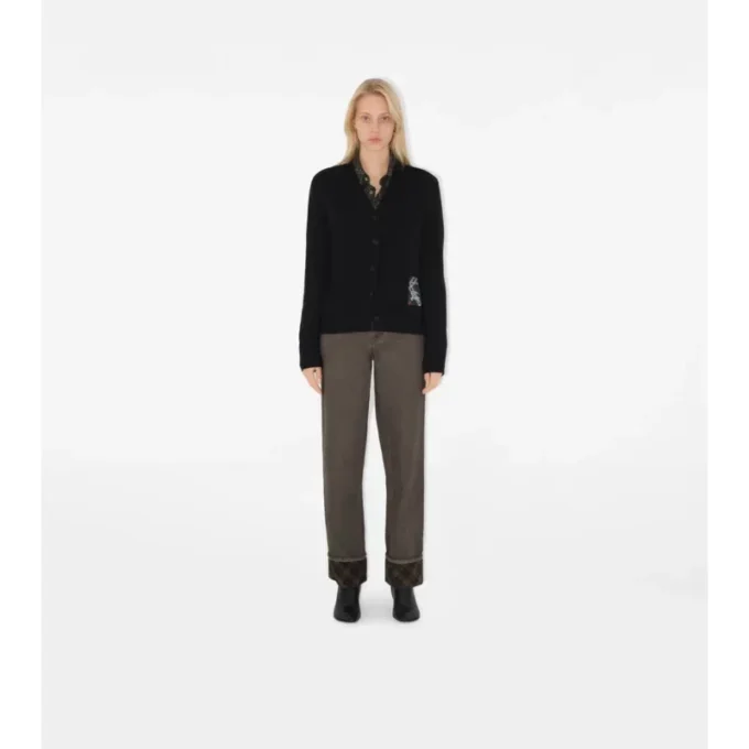 Cardigan in lana con motivo a quadri