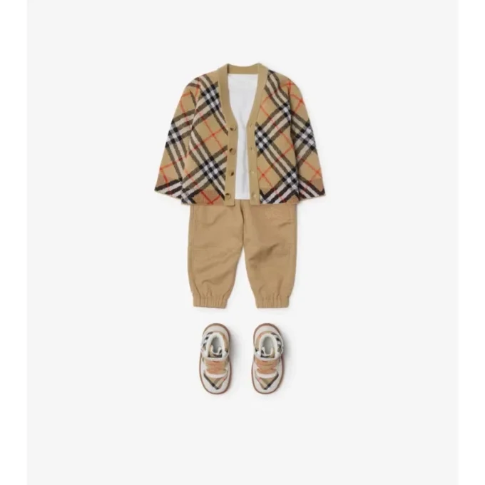 Cardigan in lana con motivo a quadri
