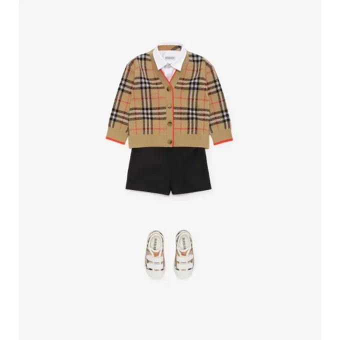 Cardigan in lana con motivo a quadri