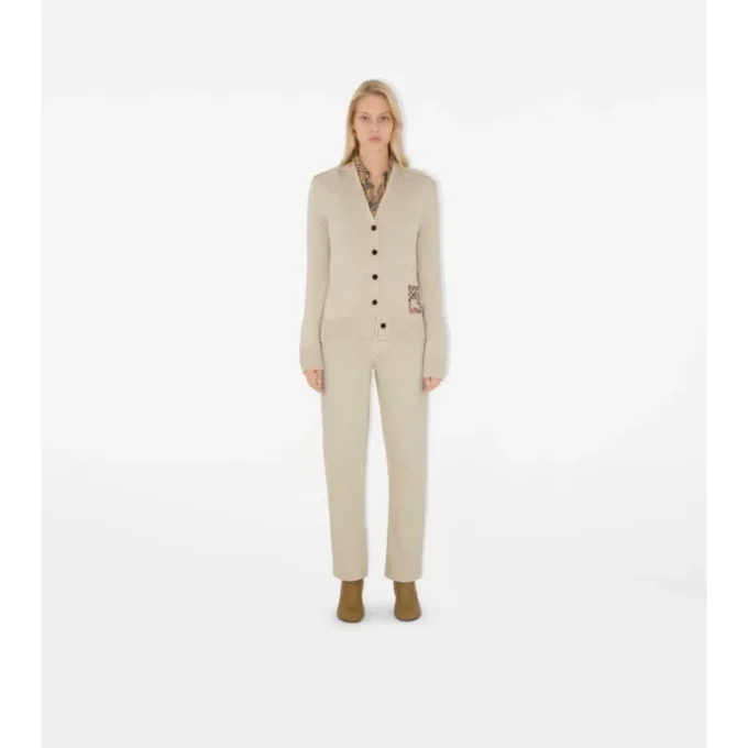 Cardigan in lana con motivo a quadri