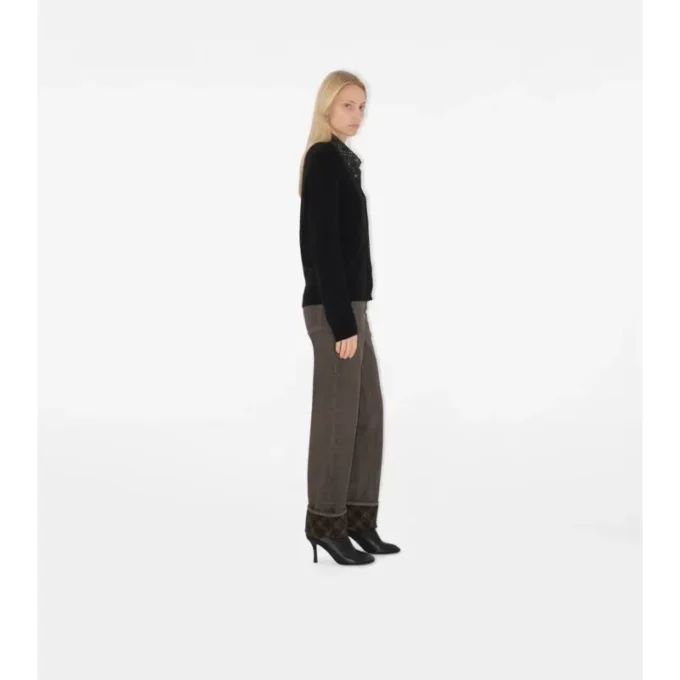 Cardigan in lana con motivo a quadri