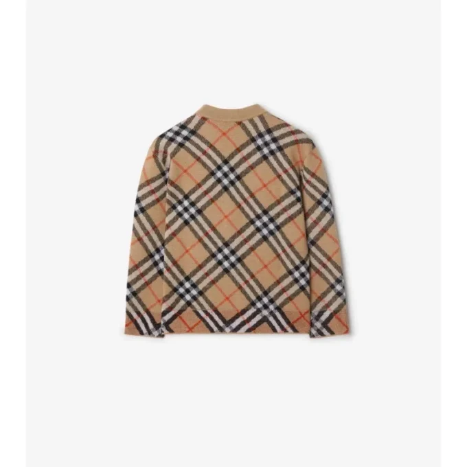 Cardigan in lana con motivo a quadri