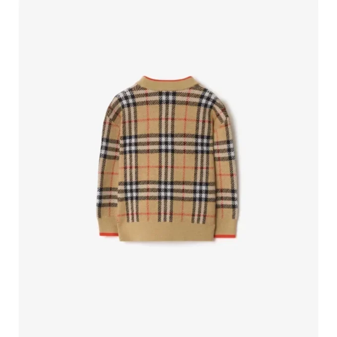 Cardigan in lana con motivo a quadri
