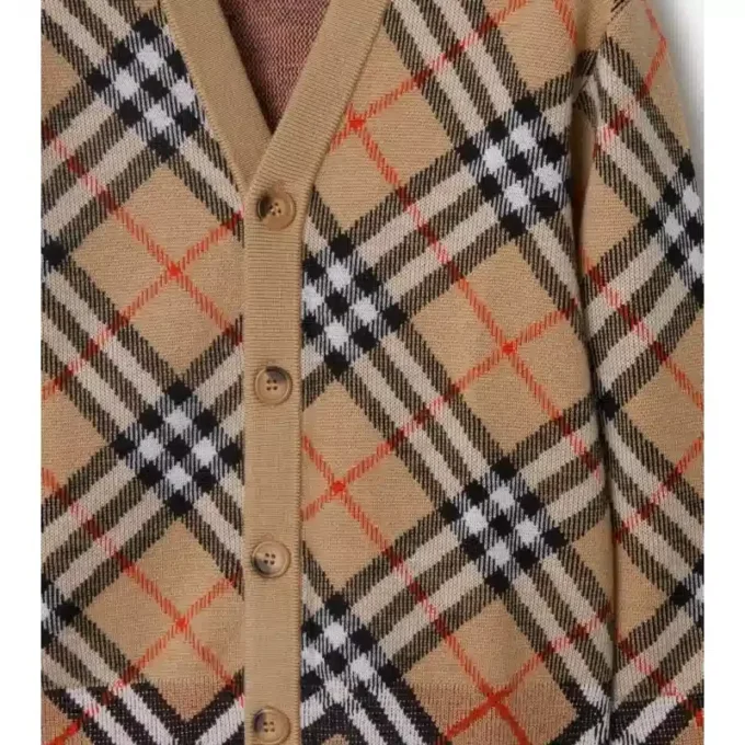 Cardigan in lana con motivo a quadri