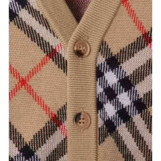 Cardigan in lana con motivo a quadri