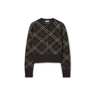 Cardigan in lana e cashmere a quadri