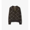 Cardigan in lana e cashmere a quadri