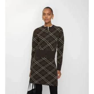 Cardigan in lana e cashmere a quadri