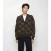 Cardigan in lana e cashmere a quadri