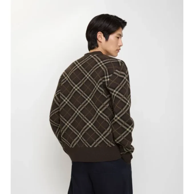 Cardigan in lana e cashmere a quadri