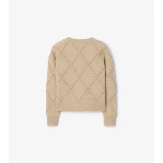 Cardigan in lana e cashmere con fiocco a quadri