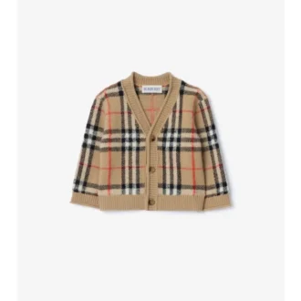 Cardigan in lana e cashmere con motivo a quadri