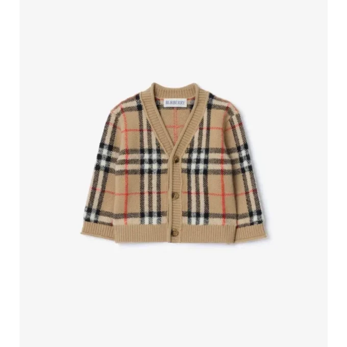 Cardigan in lana e cashmere con motivo a quadri