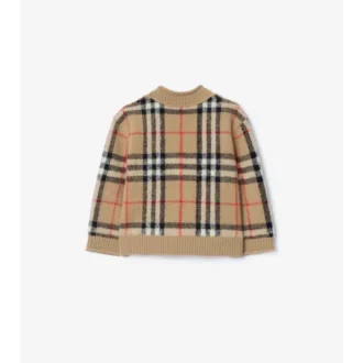 Cardigan in lana e cashmere con motivo a quadri