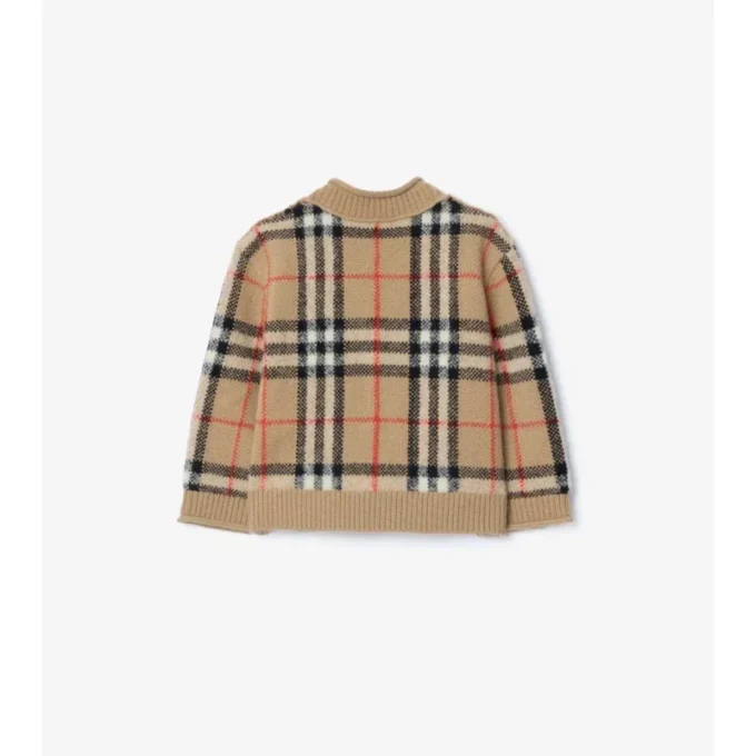 Cardigan in lana e cashmere con motivo a quadri