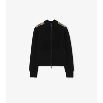 Cardigan in lana e cashmere con toppe a quadri