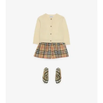 Cardigan in lana e cashmere con toppe a quadri