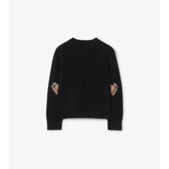 Cardigan in lana e cashmere con toppe a quadri