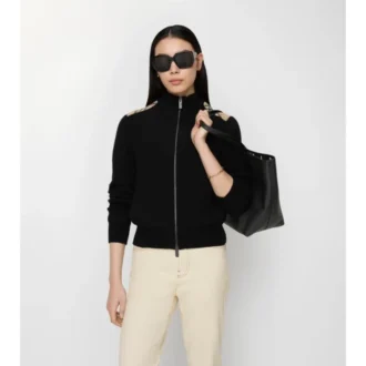 Cardigan in lana e cashmere con toppe a quadri