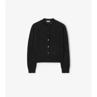 Cardigan in lana e seta a quadri