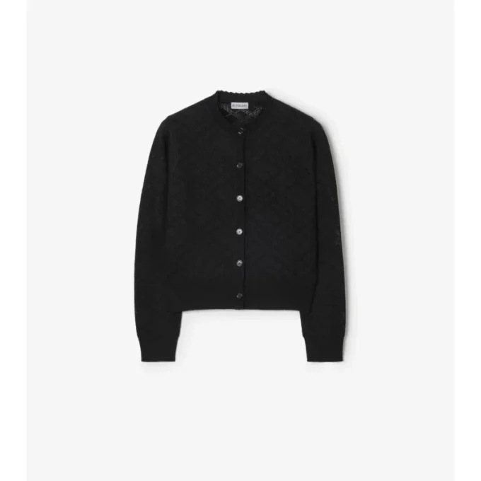 Cardigan in lana e seta a quadri
