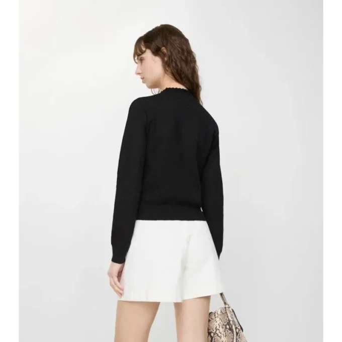 Cardigan in lana e seta a quadri