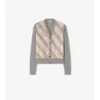 Cardigan in lana e seta con inserti a quadri