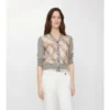 Cardigan in lana e seta con inserti a quadri