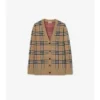 Cardigan in misto cotone e lana a quadri
