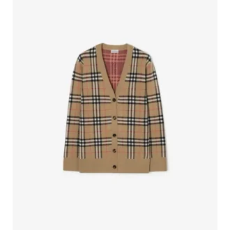 Cardigan in misto cotone e lana a quadri
